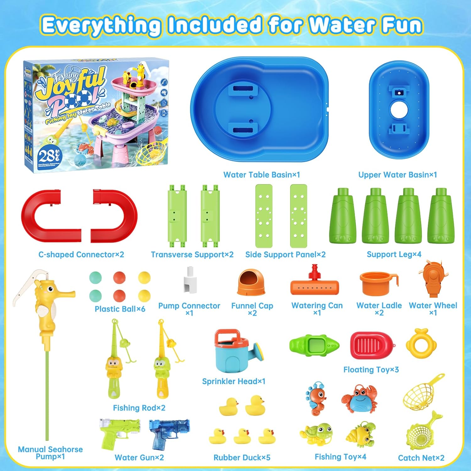 Thumbnail 6 de Toddler Water Table - 28-Piece Sensory Water Play Set for Outdoor Fun