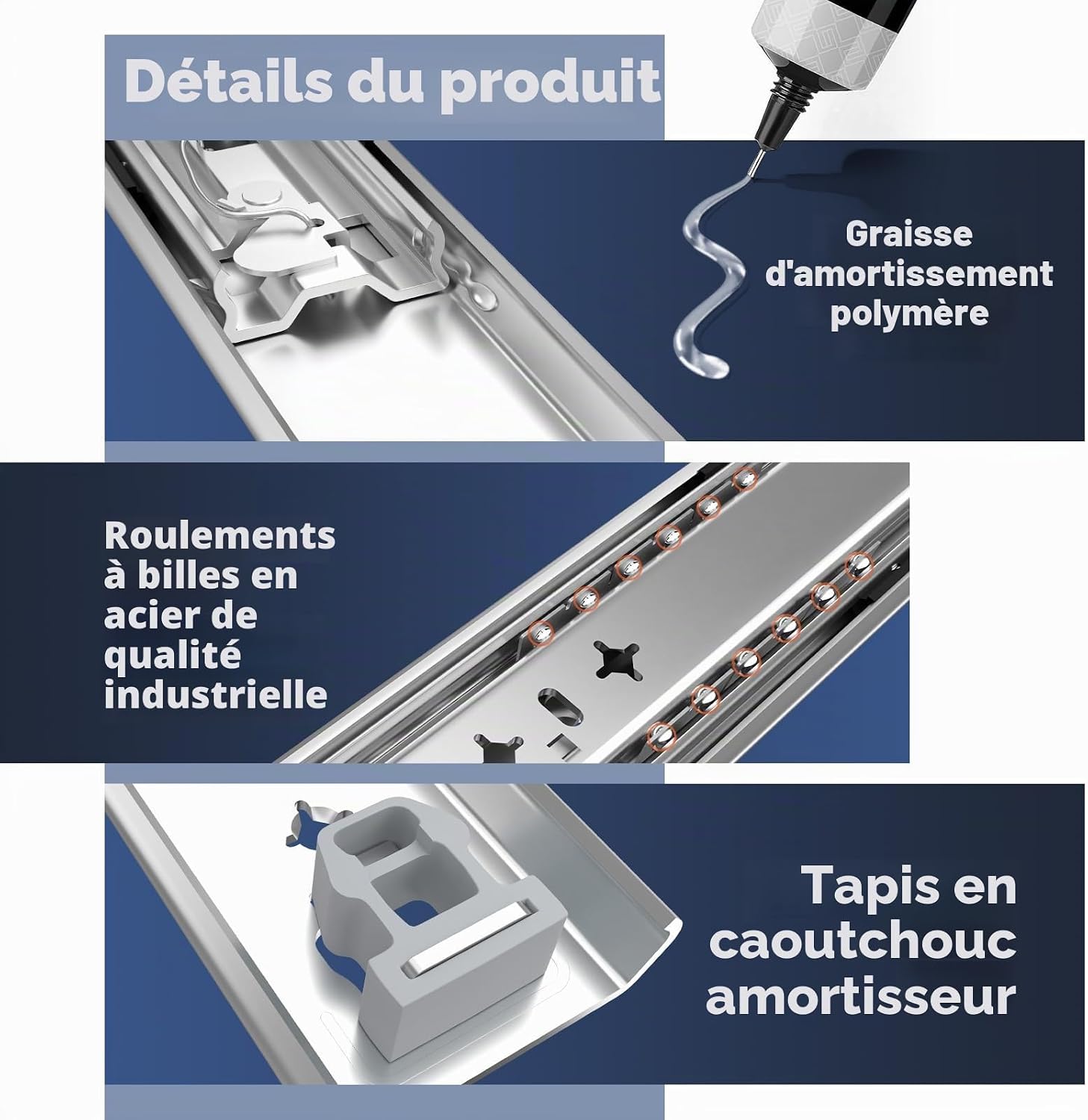 Detalle de ToBeGreat Glissière pour tiroir charge lourde 700 mm – Montage latéral avec serrure (1 paire, 2 pièces)
