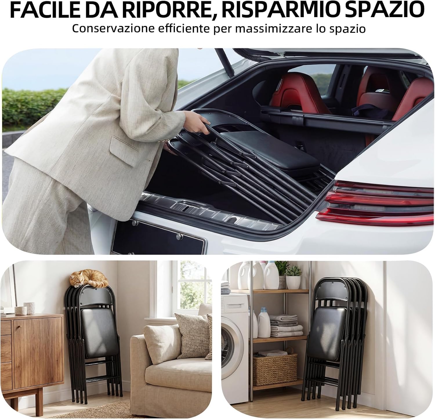 Thumbnail 6 de Asdsed Set di 8 Sedie Pieghevoli Imbottite – Comfort, Stabilità e Versatilità per Giardino e Interni