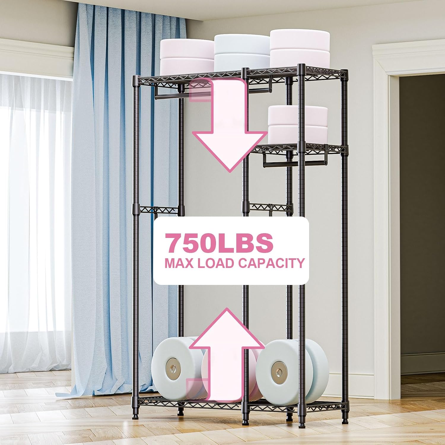 Detalle 2 de M MZG Heavy Duty Rolling Garment Rack 3-Tier 70.8"