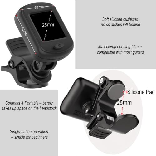 Thumbnail 6 de AUPHY GT100 Rechargeable Clip-On Tuner for Guitar, Ukulele, Violin and More