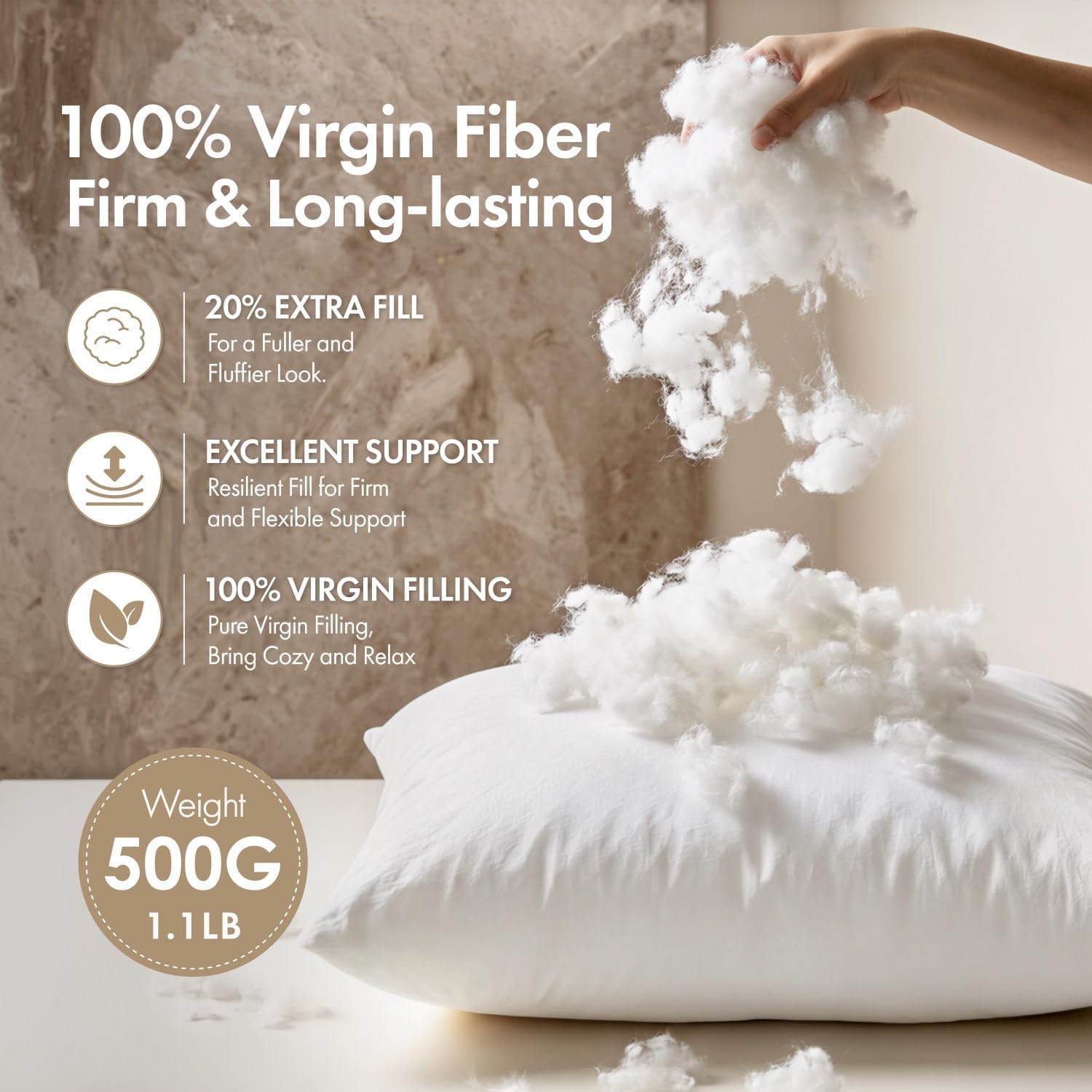 Thumbnail 2 de MIULEE 18x18 Pillow Inserts, 4-Pack with Virgin Fiber Fill and Firm Support