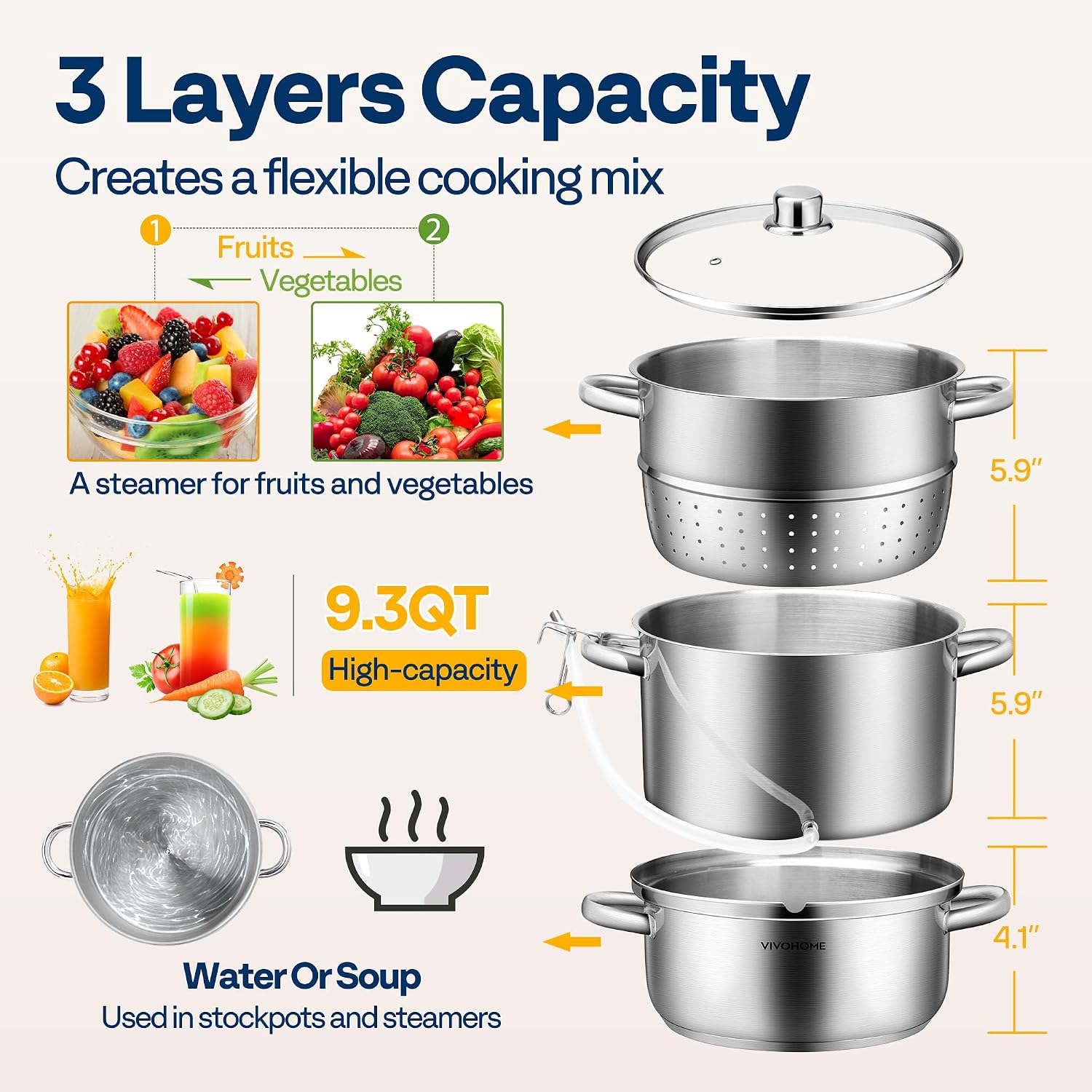 Detalle de VIVOHOME Steam Juicer, 9.3 Qt