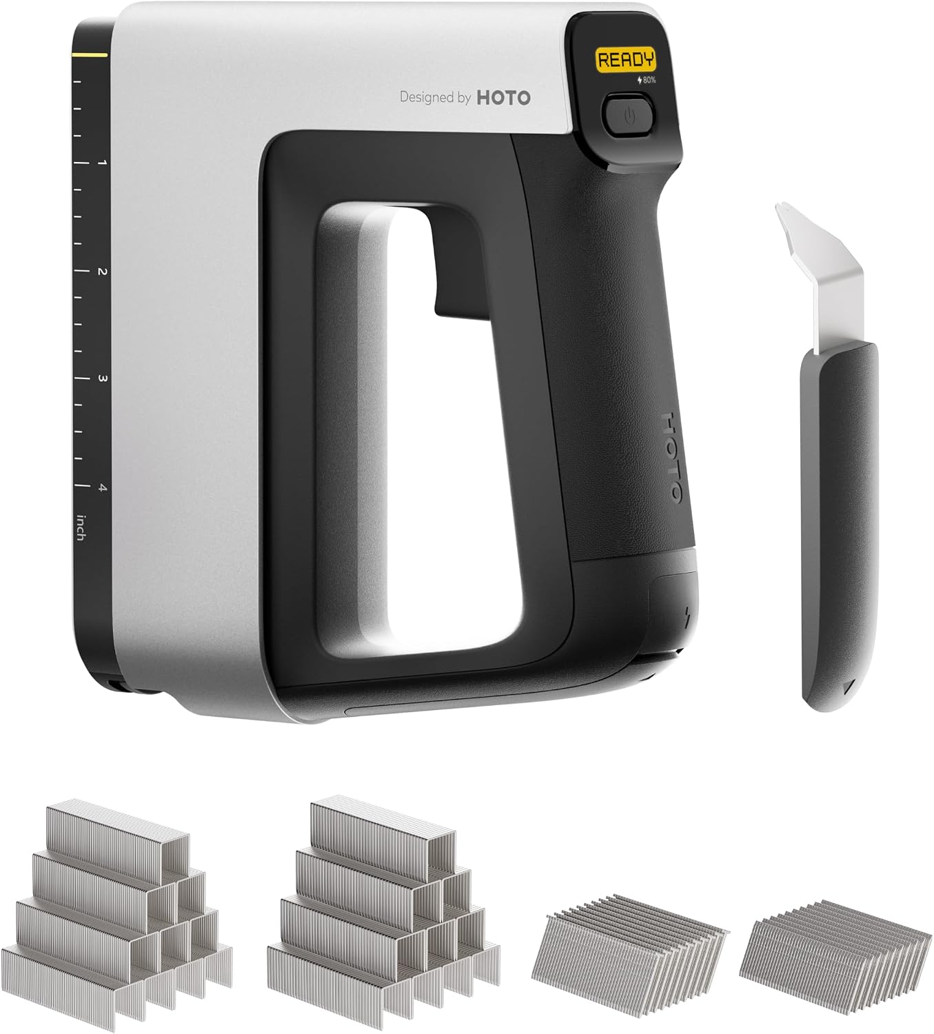 Detalle de HOTO QWJXA003 Pulse 4-in-1 Cordless Staple Gun with LED Display and USB-C