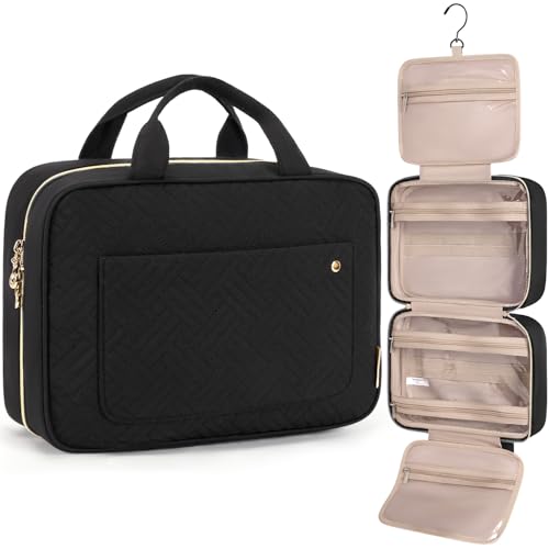 Detalle de BAGSMART Large Hanging Toiletry Bag – Travel Toiletry Bag for Women, Black, Size L