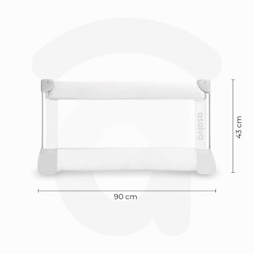 Detalle de Asalvo Barrera de Cama Protección Anticaídas 90 cm – Barandilla Plegable y Portátil, blanca