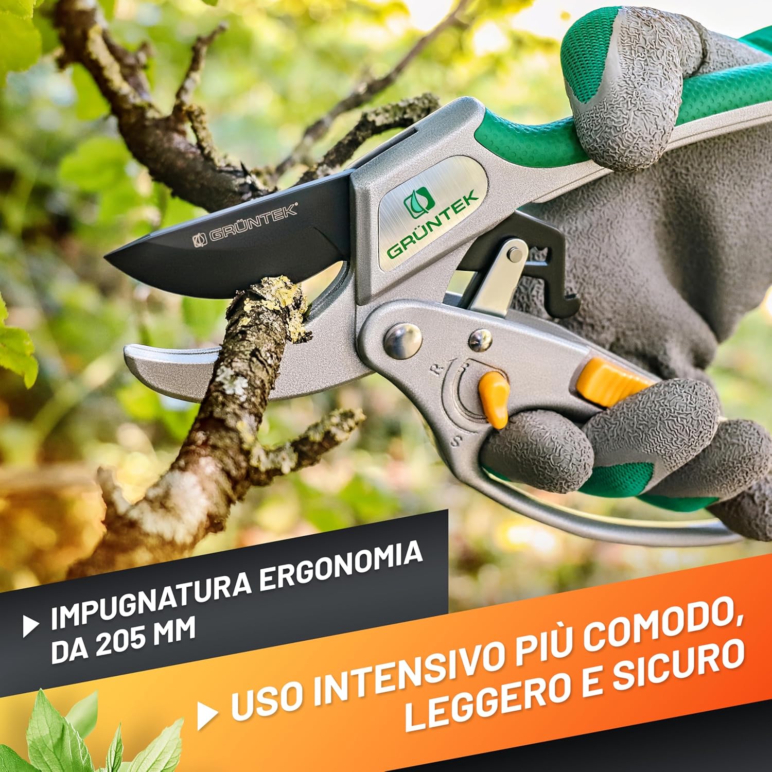 Thumbnail 3 de GRÜNTEK Forbici Cesoie da Potatura a Cricchetto CACATUA 20.5 cm – Potatura precisa con dualità di taglio