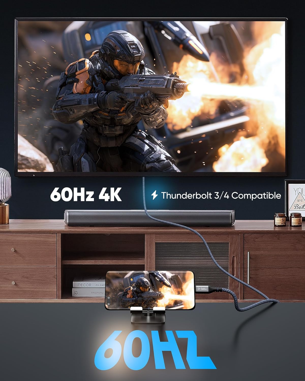 Thumbnail 4 de Highwings USB C to HDMI Cable 6FT 4K@60Hz