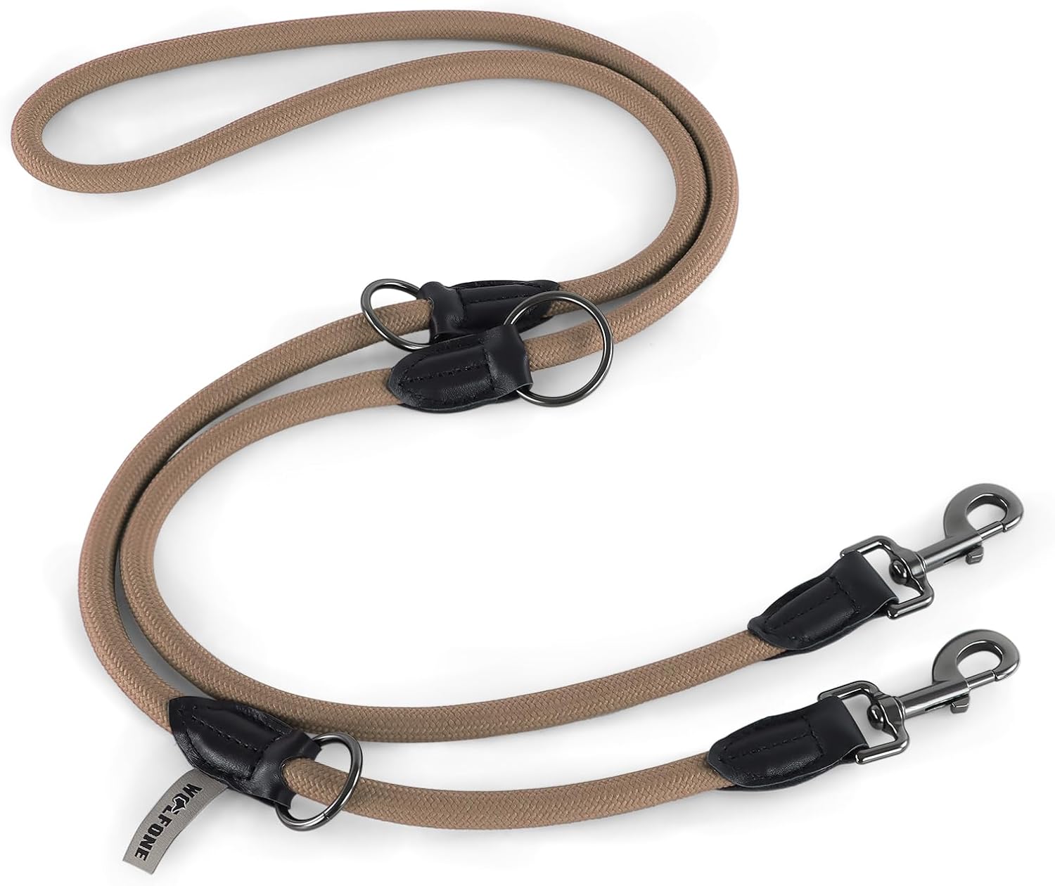 Detalle de Wolfone Doppelendig, handfreie Seil-Hundeleine einstellbar (2,1 m) – für große, mittlere & kleine Hunde