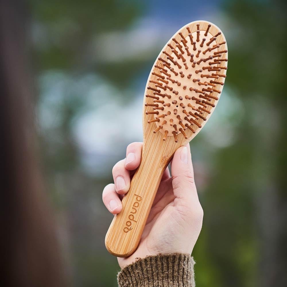 Thumbnail 1 de pandoo Spazzola per capelli in bambù con setole naturali (vegan) per uomo, donna e districante