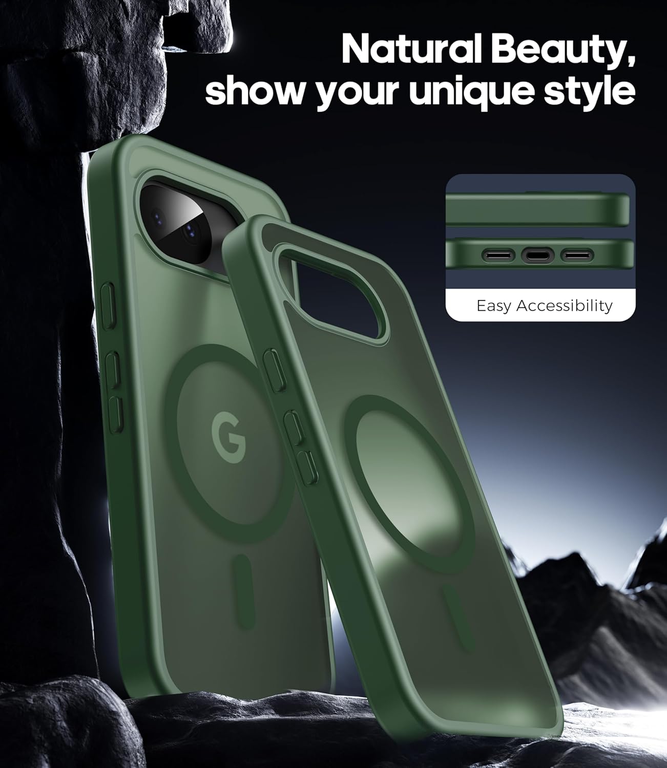 Thumbnail 4 de Opkiegrn Compatible Case for Google Pixel 10a 5G with MagSafe + 2 HD Screen Protectors (Dark Green, Military-Grade Shockproof)