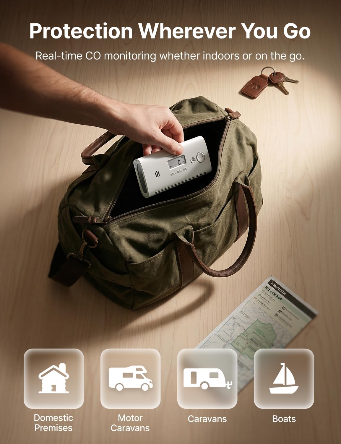 Detalle de X-Sense Portable Carbon Monoxide Detector XC0N-SR: A practical CO alarm for home, caravans, and boats