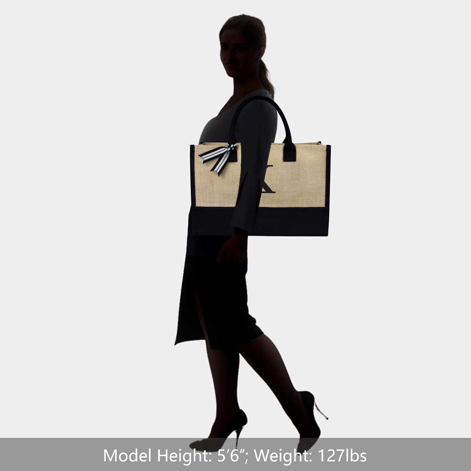 Thumbnail 4 de TOPDesign Initial Jute/Canvas Tote Bag