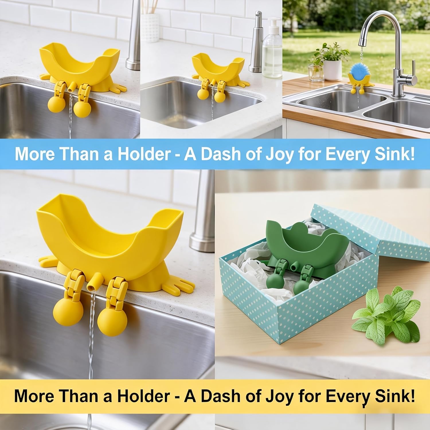 Thumbnail 3 de BRTNUP Cute Hanging Sponge Holder with Drainage (3D Printed, Yellow) for Kitchen Sink Organisation