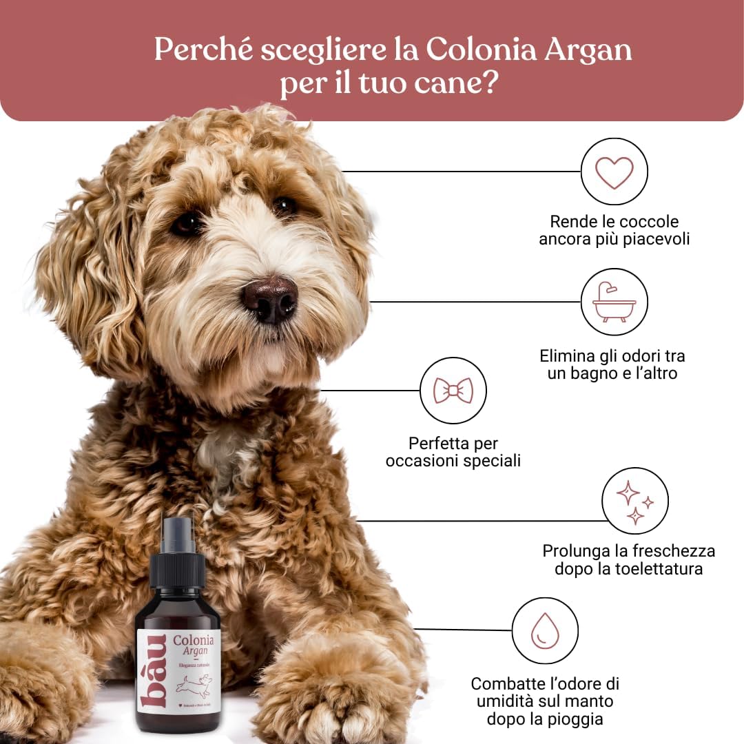 Detalle de Bau Profumo per Cani Lunga Durata – Deodorante Cane con Oli Essenziali, Argan e Patchouli
