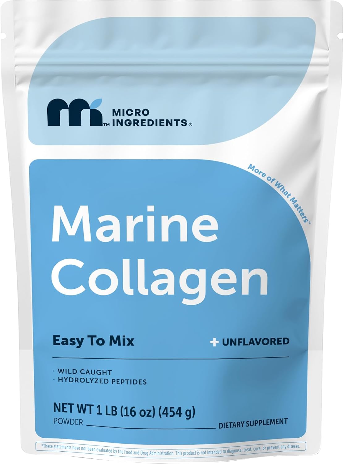 Detalle de Micro Ingredients Marine Collagen Powder, 1 Pound, Unflavored Hydrolyzed Fish Peptides