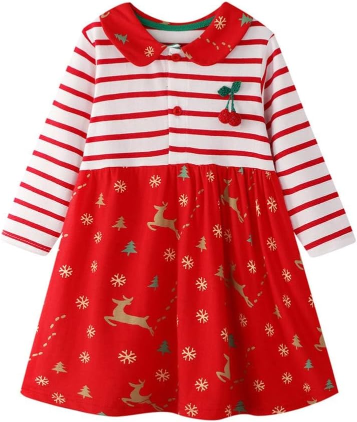 Detalle de Mädchen Langarm-Kleid aus Jersey-Baumwolle in A-Linie – Einhorn-Motive & Stickereien