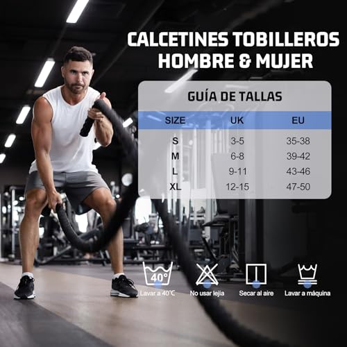 Thumbnail 7 de Effeet calcetines tobilleros de algodón (10 pares) para hombre y mujer, negros y grises, talla 43-46