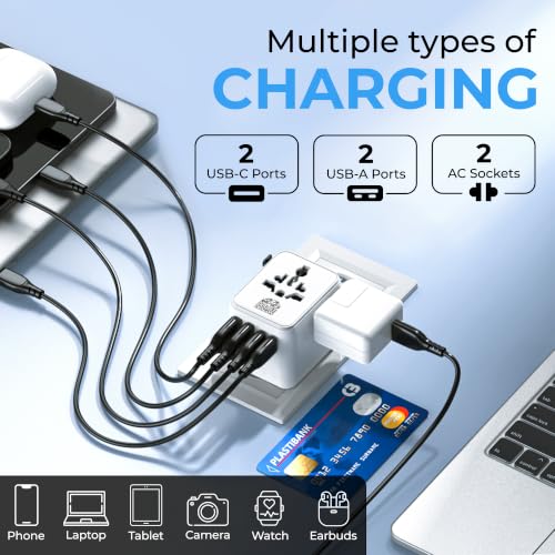 Detalle de Double Dragon Universal Travel Adapter with 190+ Country Plugs and 4 USB/2 AC Ports