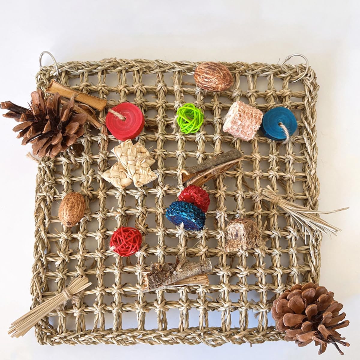 Detalle 1 de ZYYRSS woven seagrass climbing hammock mat bird toy for small to medium caged birds