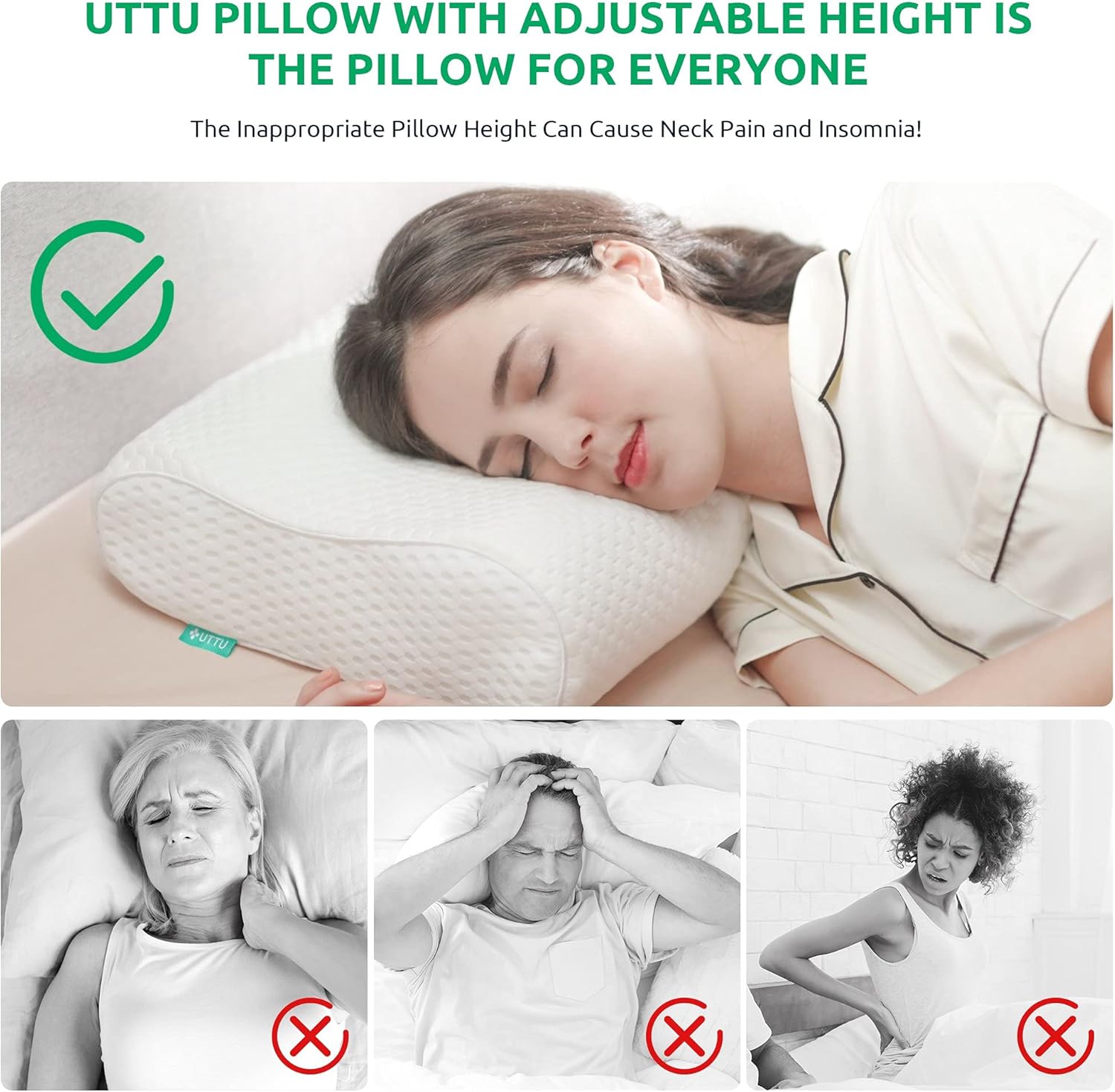 Thumbnail 1 de UTTU Cervical Pillow, 23.6" Memory Foam ⚙