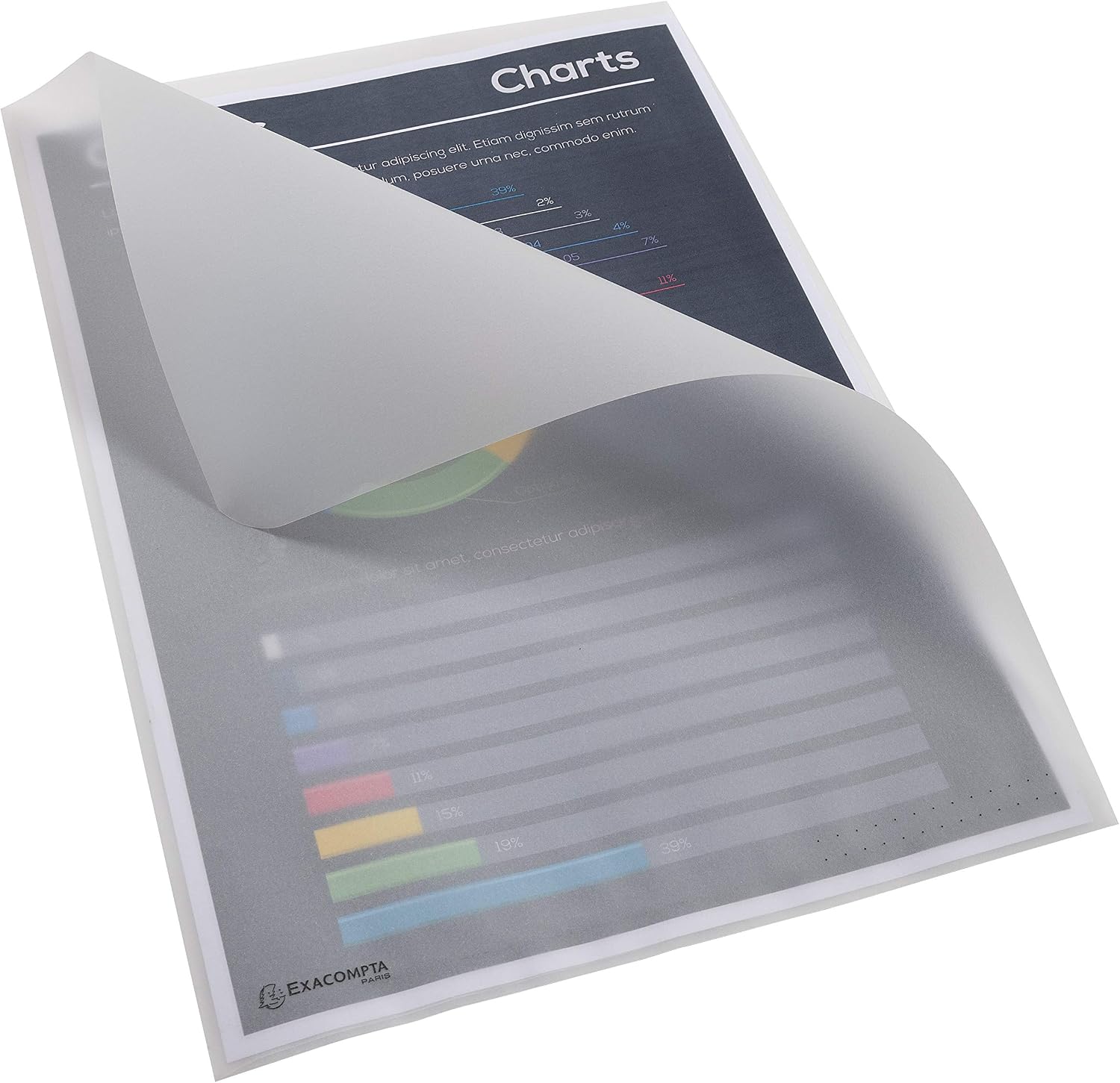 Detalle de Exacompta 50850E – Sachet de 50 pochettes coin en papier calque transparent 110 g/m², ouverture en L (haut et côté droit), format A4