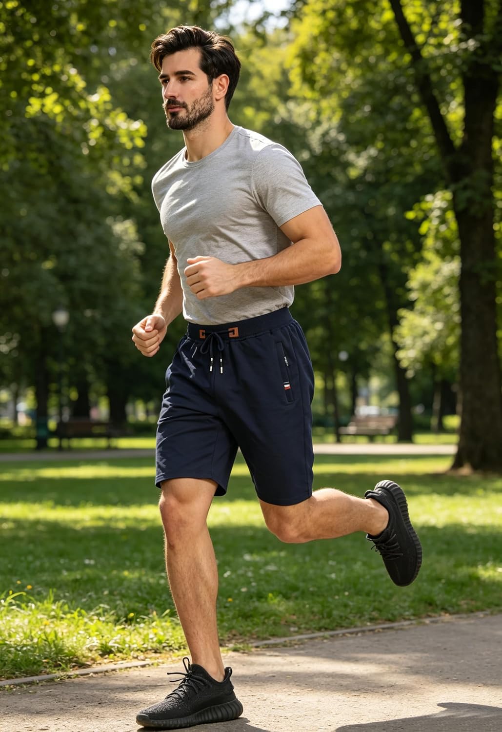 Thumbnail 4 de JustSun Men's Casual Sports Joggers Shorts with Elastic Waist and Zip Pockets