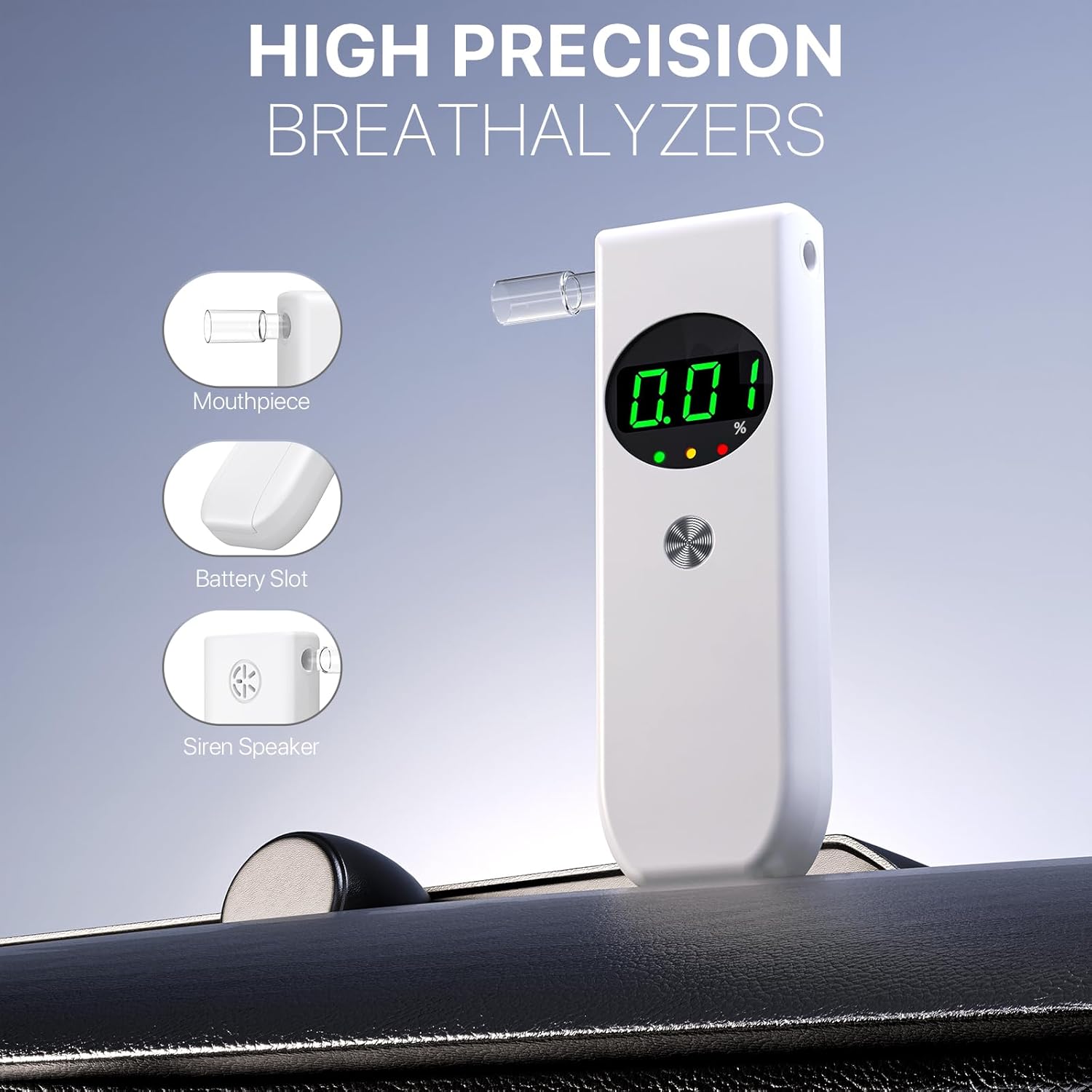 Detalle 2 de COCOCKA alcohol breathalyser with LCD, 10 tips