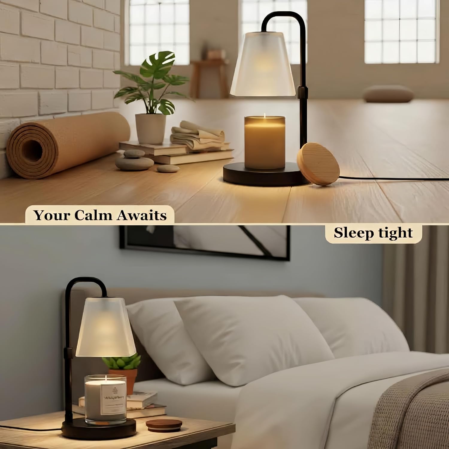 Detalle de JIMEI C07E3-1-070000 Candle Warmer Lamp, Black, Timer and Adjustable Height