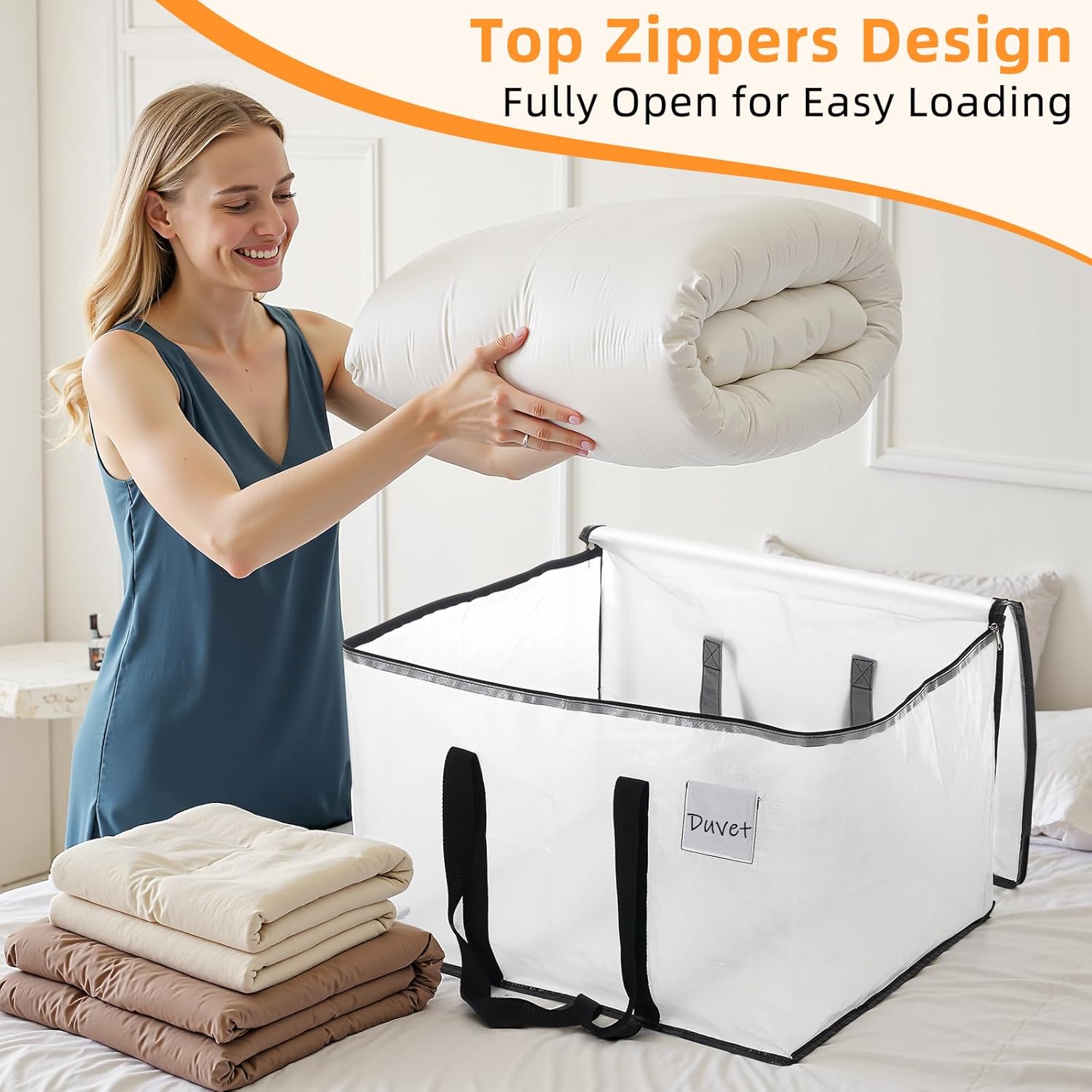 Thumbnail 3 de Clothes Bags Storage 120L Pack (6) with Zipper, Handles and Tag Pocket — Foldable Wardrobe & Moving Bags
