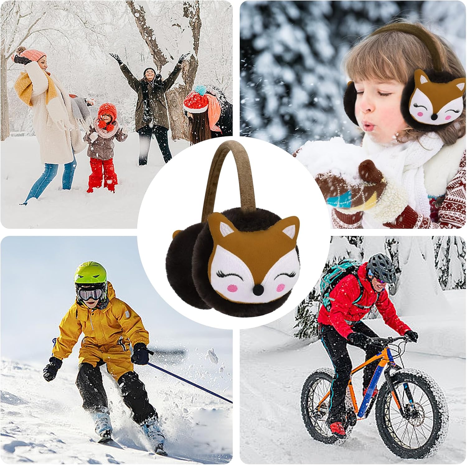 Detalle de Uoimky Ohrenwärmer für Kinder mit Fuchs-Motiv – winddicht, einstellbar