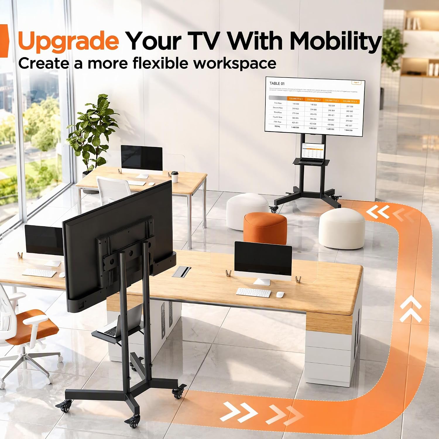 Thumbnail 2 de Perlegear PGTVMC01 Rolling TV Stand, 32–85 Inch, Height Adjustable