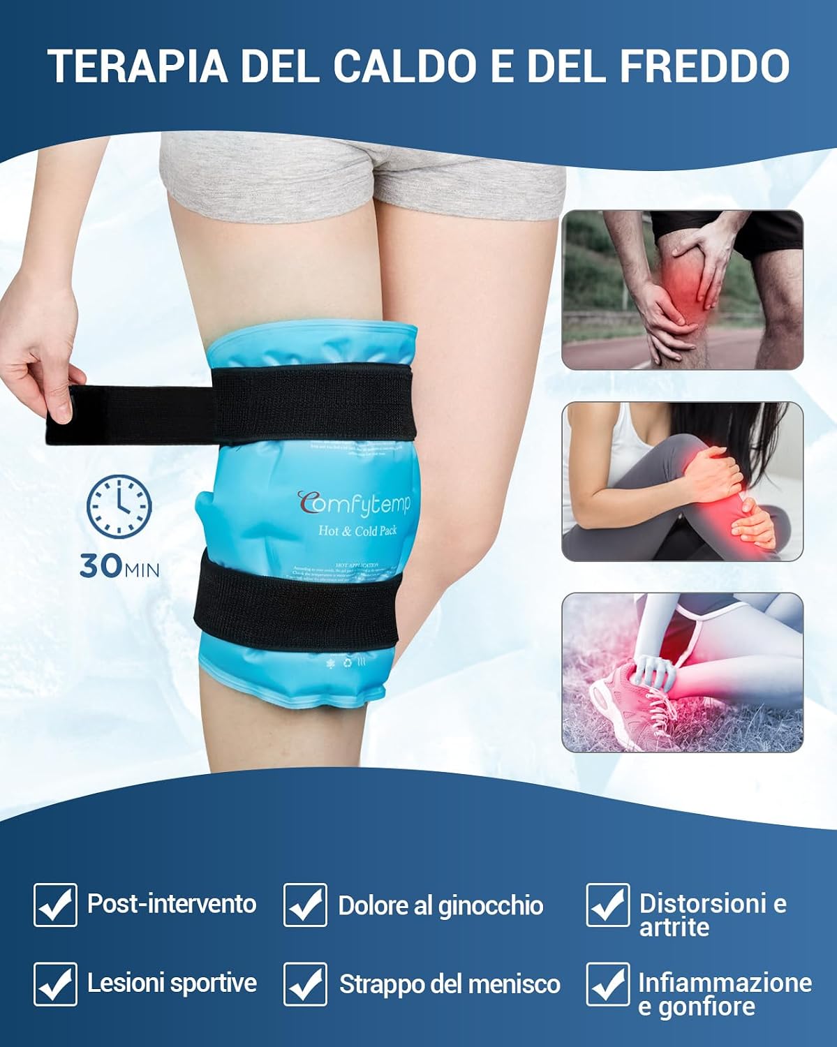 Thumbnail 1 de Comfytemp Pouch herbruikbaar kniekompres met gel voor warmte- en koudetherapie