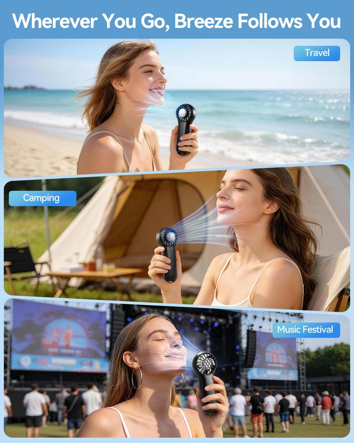 Thumbnail 6 de Winwj Portable Handheld Fan with Ice Cooler