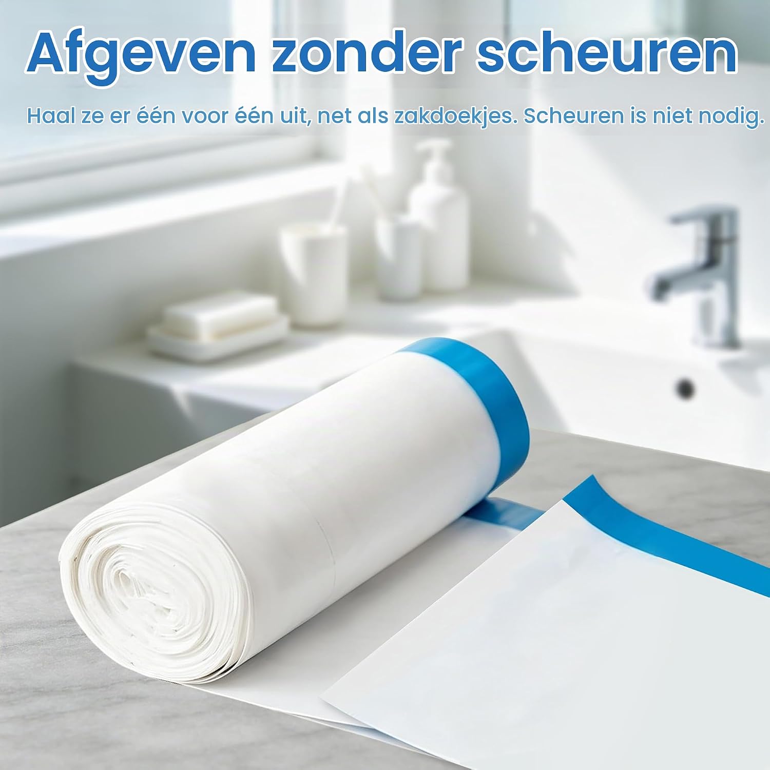 Detalle de Xcdhemde vuilniszakken 50 liter, wit, 70 x 75 cm met trekkoord