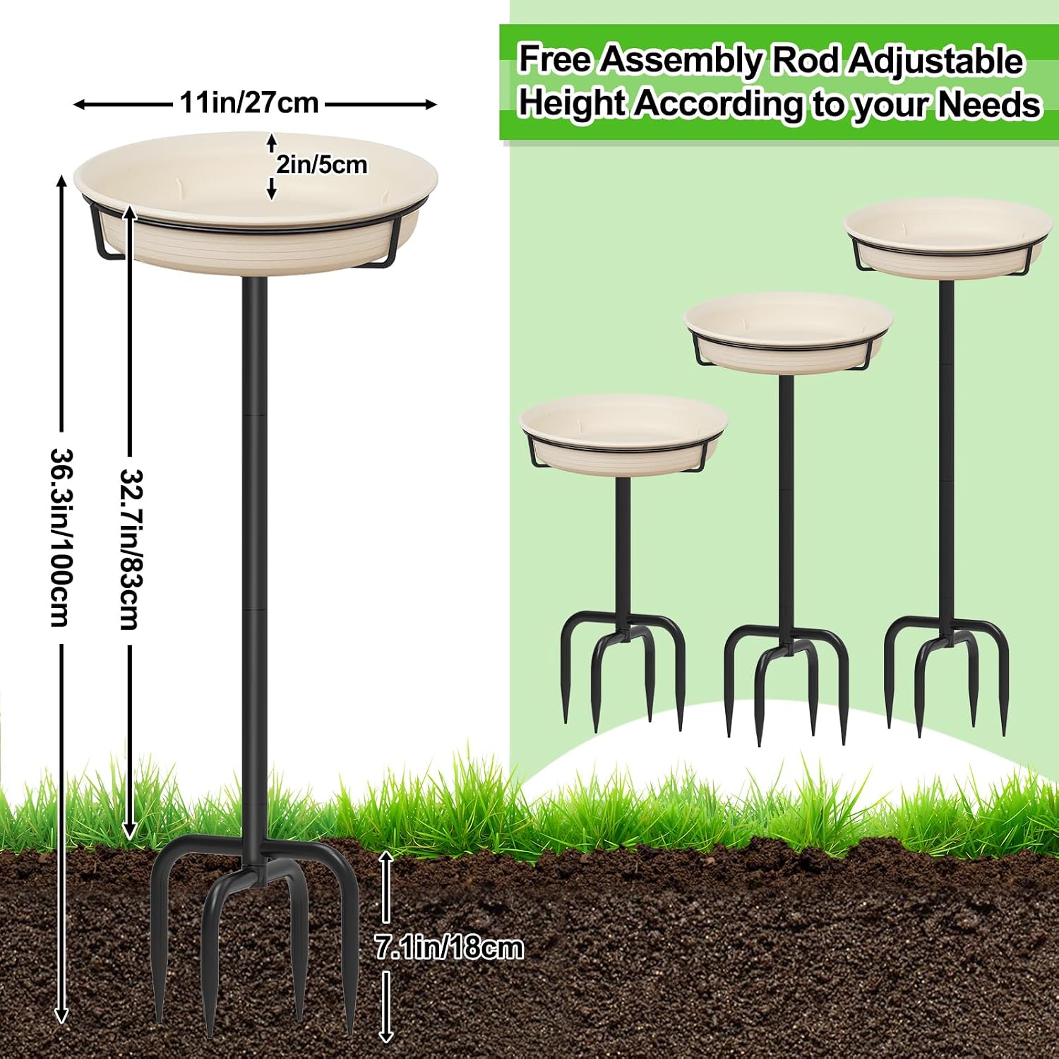 Detalle 2 de YALINKA Bird Bath, 39-Inch