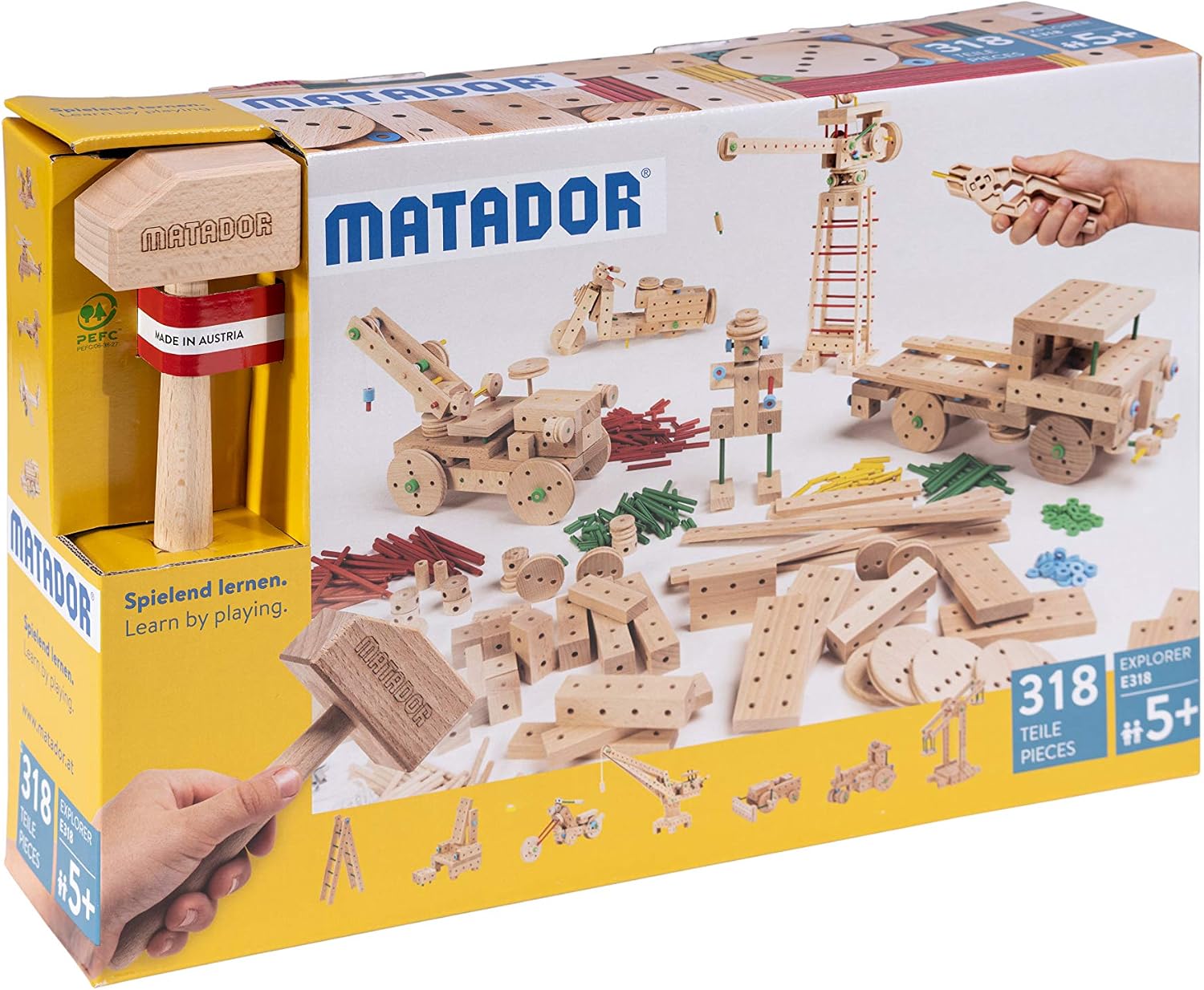 Detalle de Matador Explorer E318 – drewniany zestaw konstrukcyjny, 318 elementów