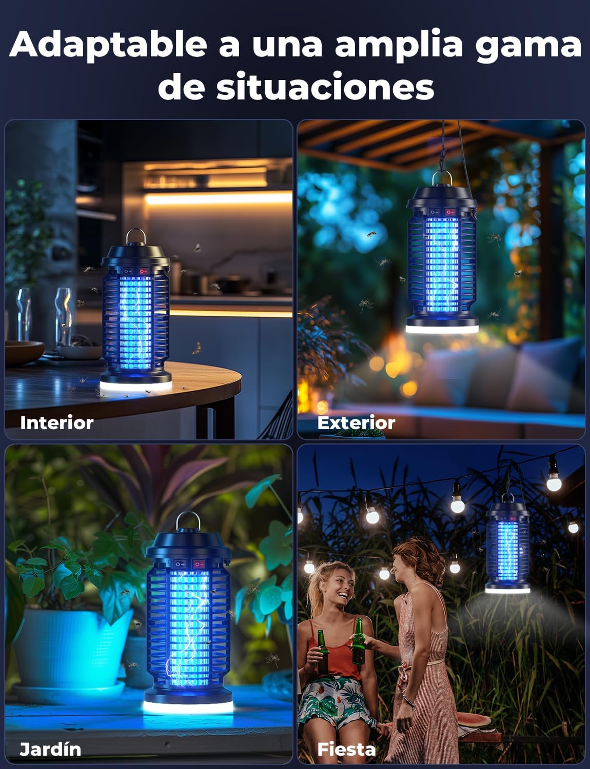 Detalle de YISSVIC Lámpara antimosquitos eléctrica 4200V + 15W UV 365 nm IPX4 (interior y exterior)