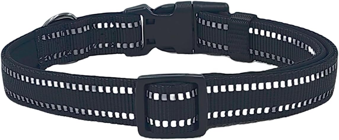 Thumbnail 1 de Olahibi Neoprene Padded Dog Collar (Medium, Black) with Reflective Stripes