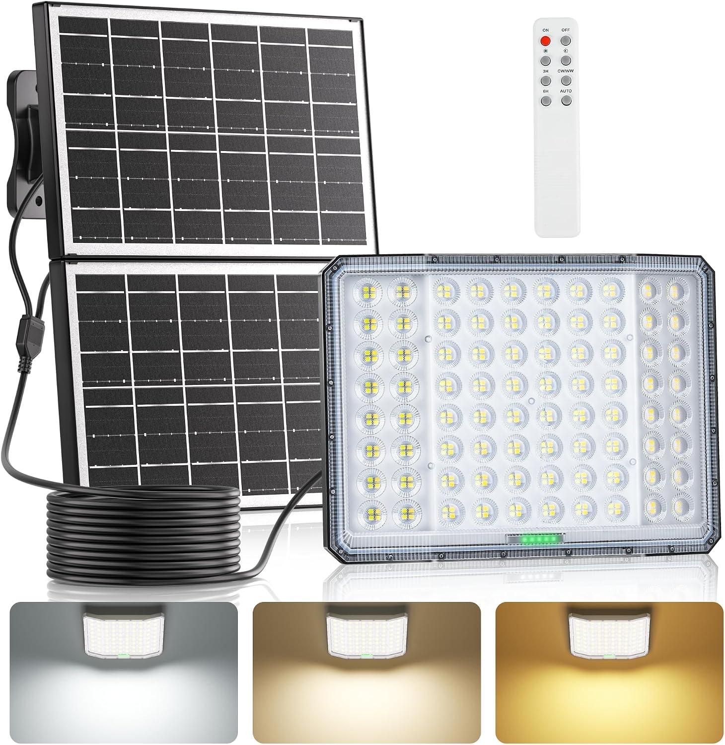 Detalle de Giliwosy Lampada Solare LED da Esterno con Timer e Telecomando, IP66 15000mAh, 1000LM, 3000–6500K