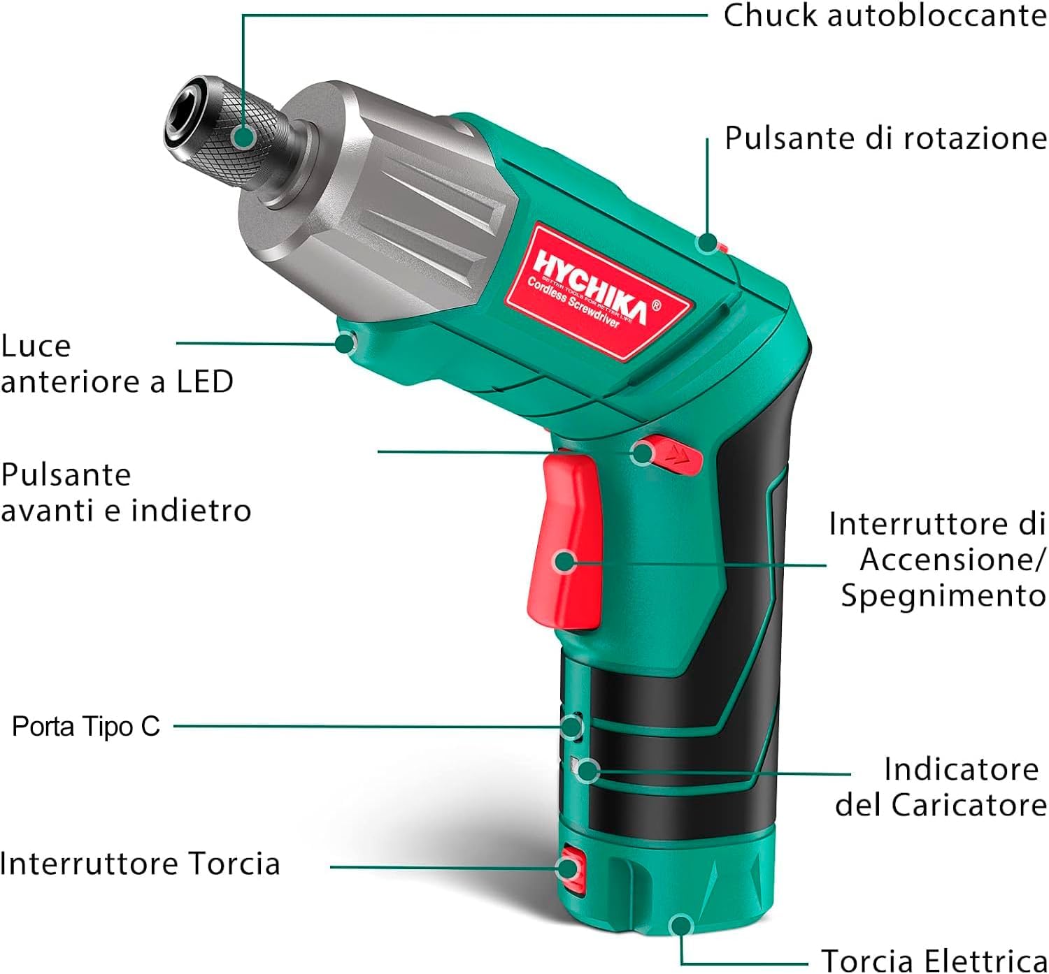 Detalle 2 de HYCHIKA Avvitatore a Batteria 6Nm 3,6V 2,0Ah