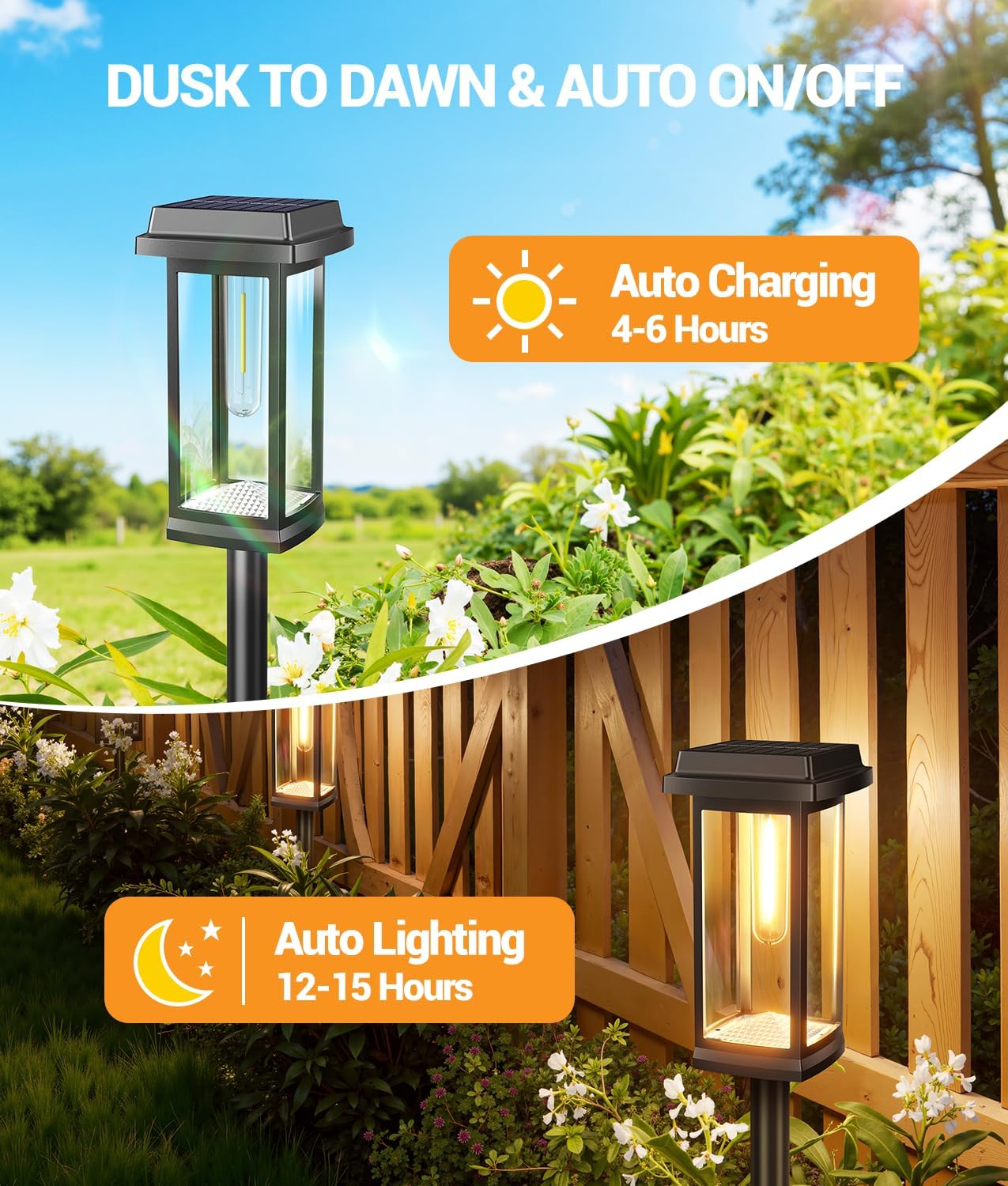 Thumbnail 5 de TuyLuxe 4-Pack Solar Lights for Outdoors: Bright 2-Mode Garden Illumination with Metal Stakes