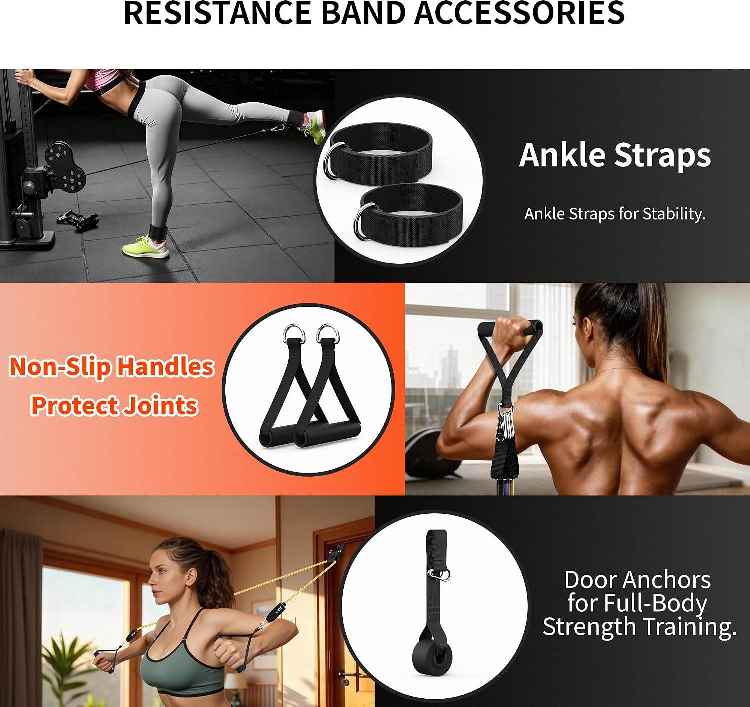 Thumbnail 4 de Qultivo 150LBS pink carry bag Resistance Bands with Handles, Stackable 5-Level Set
