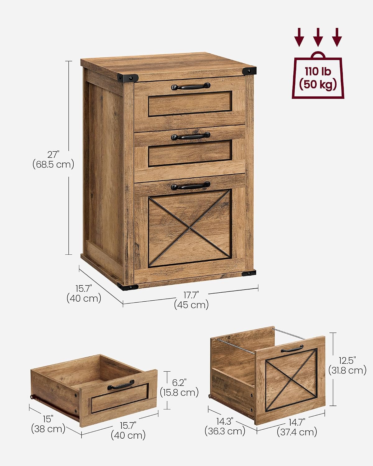 Detalle de VASAGLE File Cabinet 3-Drawer