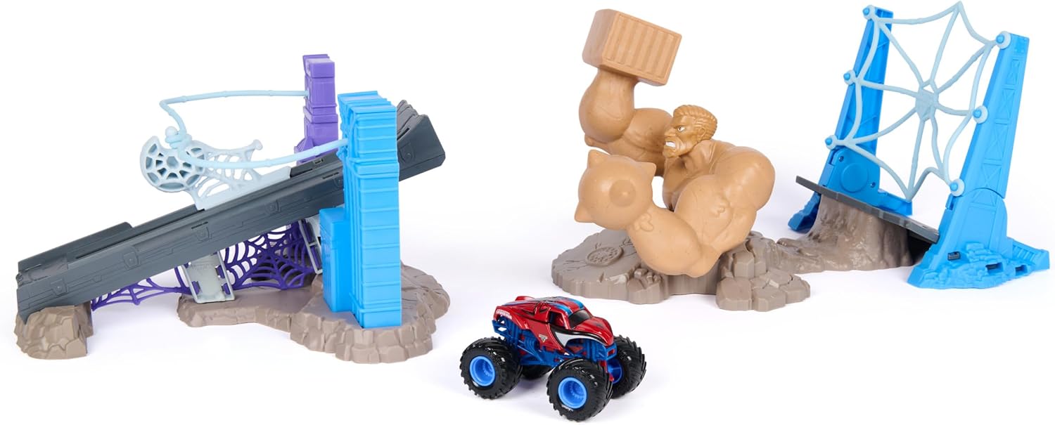 Detalle de Monster Jam 1:64 Marvel Playset I with Dynamic Sling Thrower
