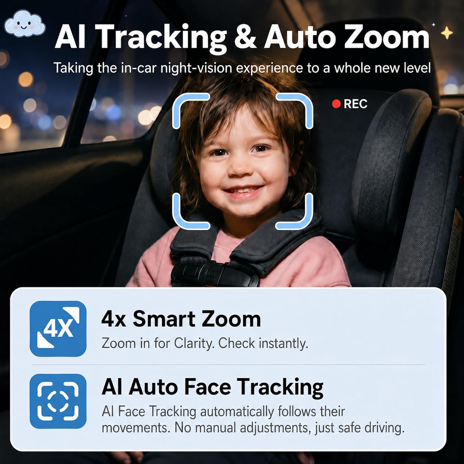 Thumbnail 6 de Ognee SC-AI08 Baby Car Camera, 2K Color Night Vision and Touchscreen