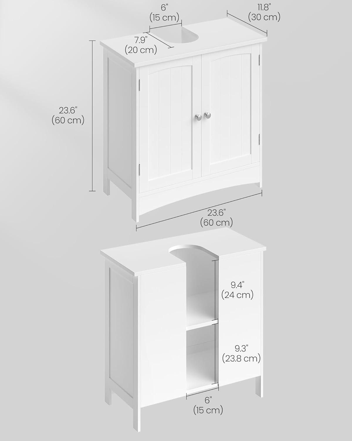 Detalle de VASAGLE BBC01WT mobiletto sottolavandino 60x60x30 cm 🪵