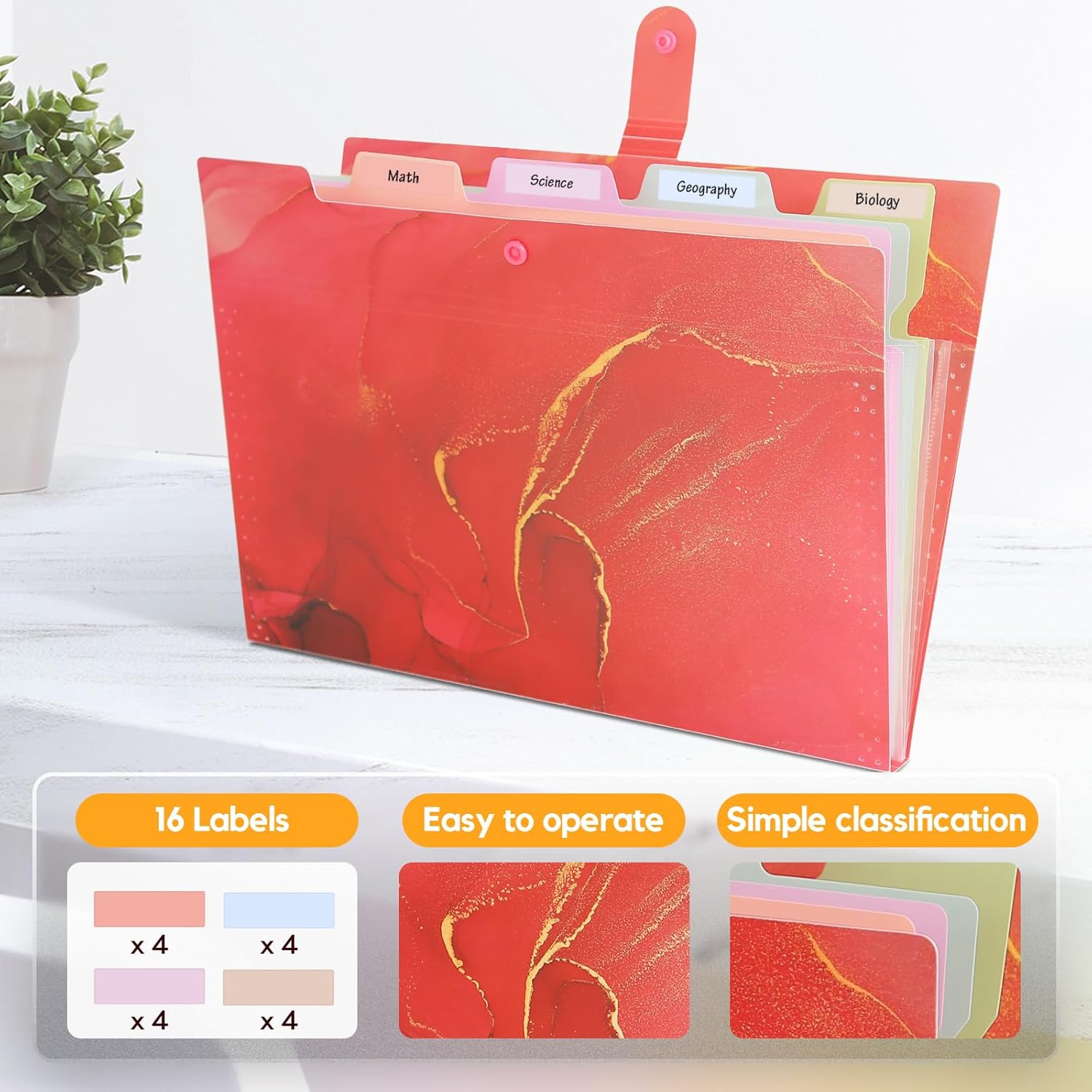 Thumbnail 1 de Dokumentenmappe Expandierbar mit 5 Fächern – Pink Gold Marmor, A4