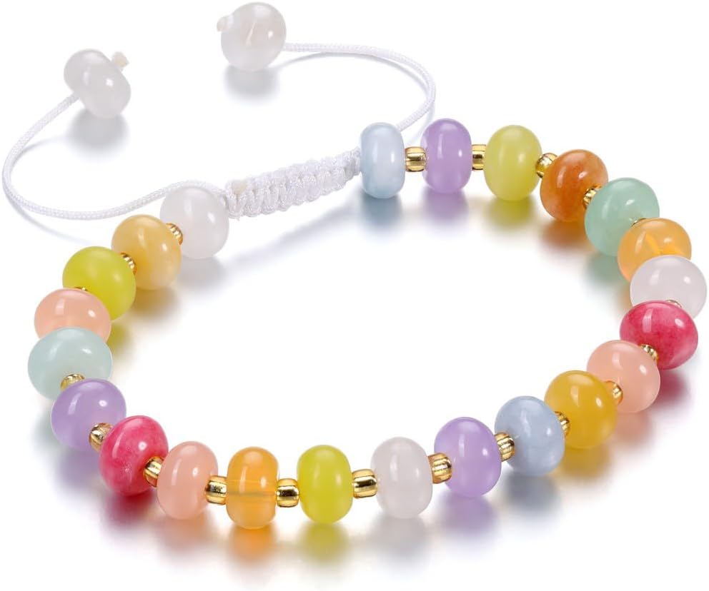 Thumbnail 6 de JSDDE Healing Crystal Bracelet for Women and Girls: Colourful Rose Quartz Bead Necklace with Adjustable Fit