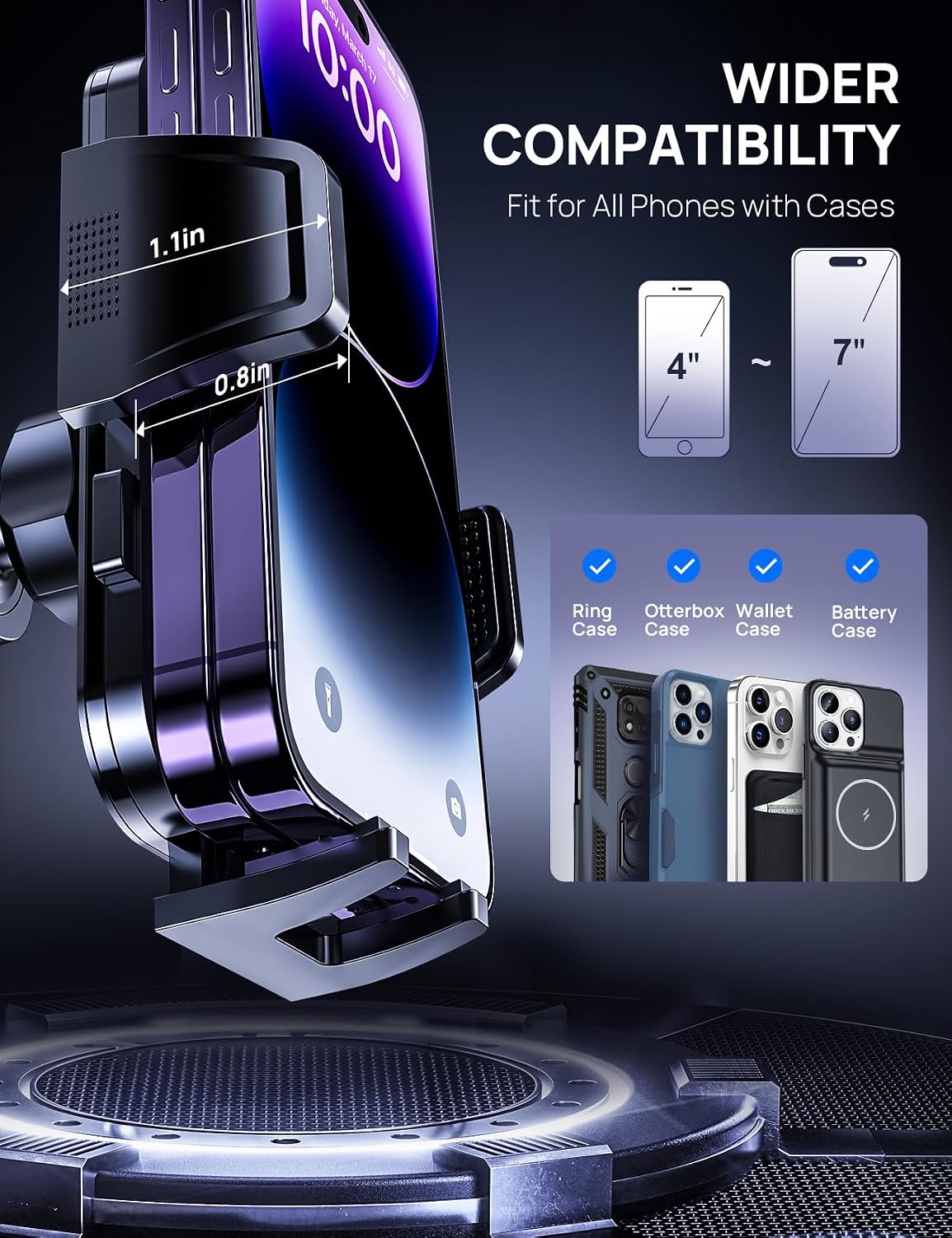 Detalle de Guanda 2026 Car Phone Holder for Air Vent with 360° Rotation (4–7 inch phones)